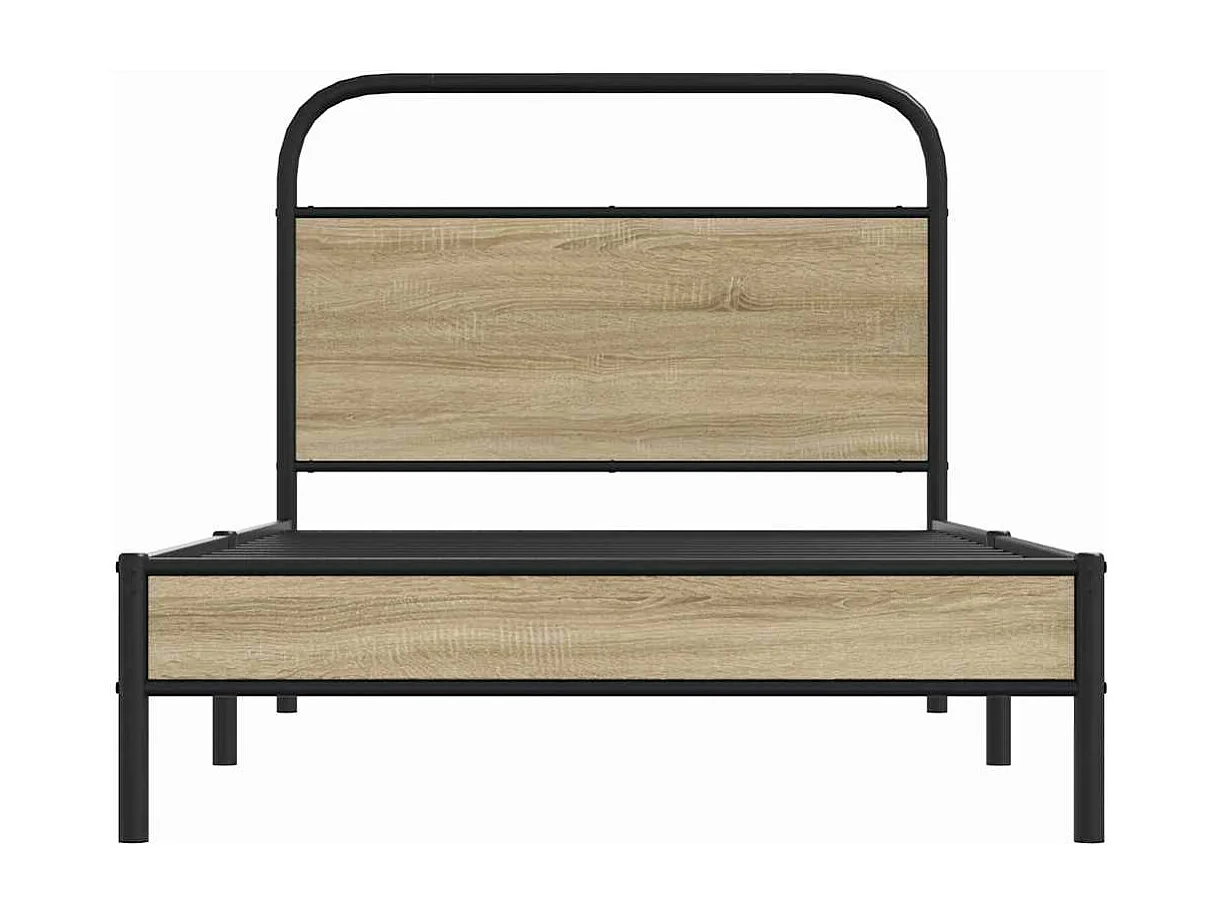 Cadre de lit sans matelas 90x200cm chêne fumé bois d'ingénierie