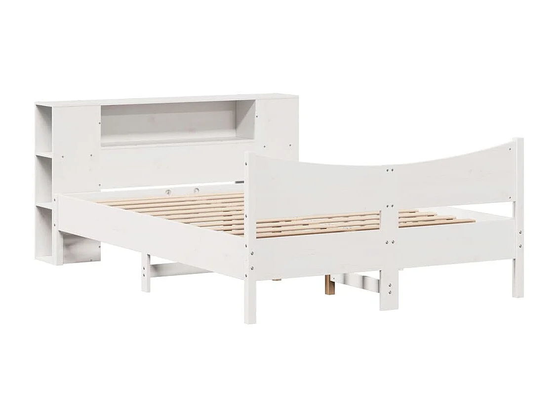 Cama sem colchão 150x200 cm madeira de pinho maciça branco