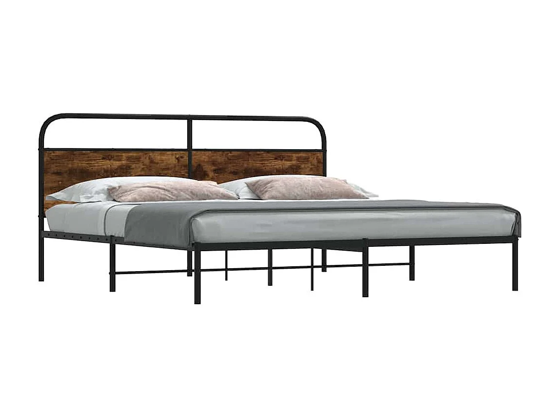 Estructura de cama sin colchón metal roble ahumado 200x200 cm