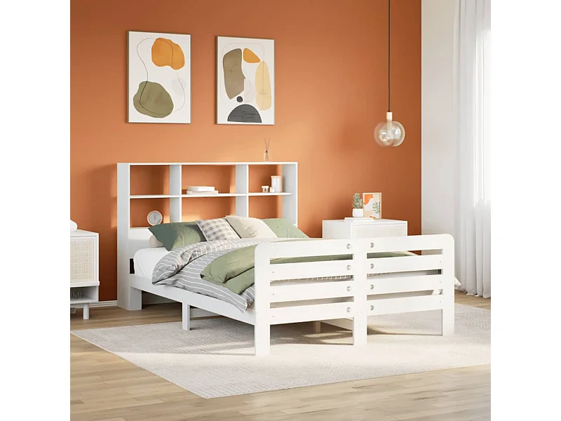 Cadre de lit sans matelas blanc 120x190 cm bois de pin massif