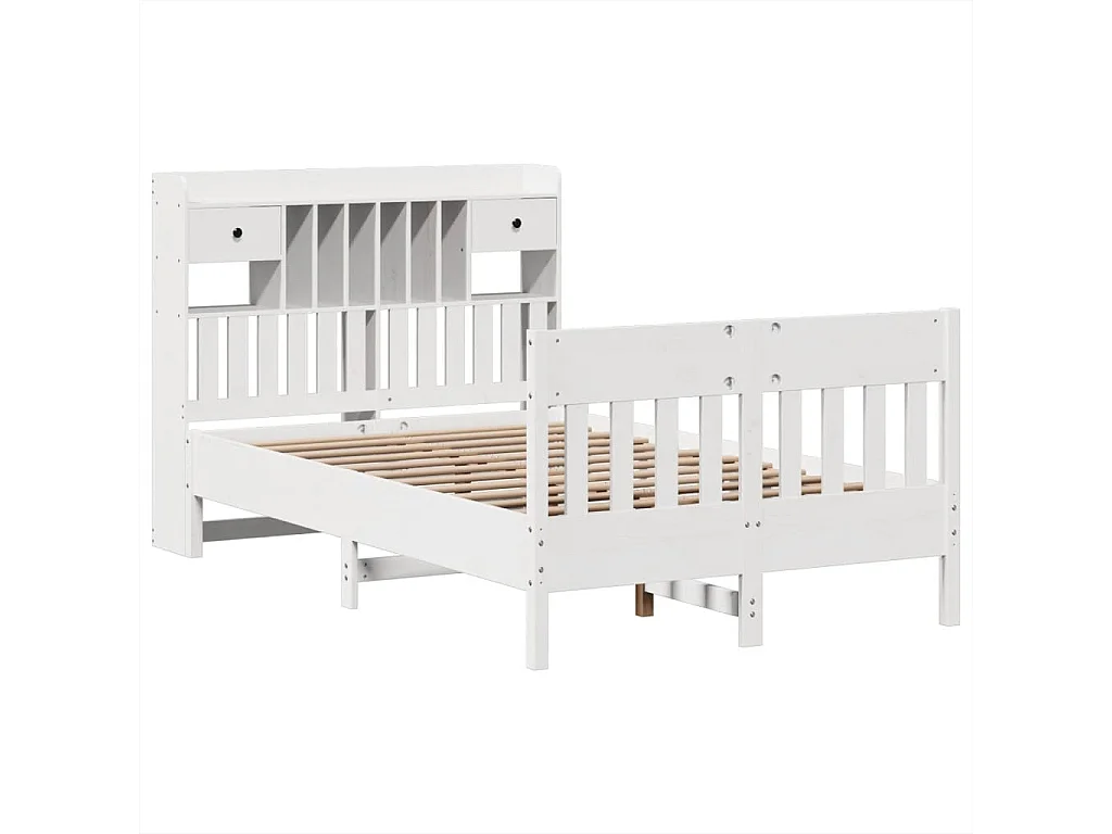 Cama sem colchão 135x190 cm madeira de pinho maciça branco