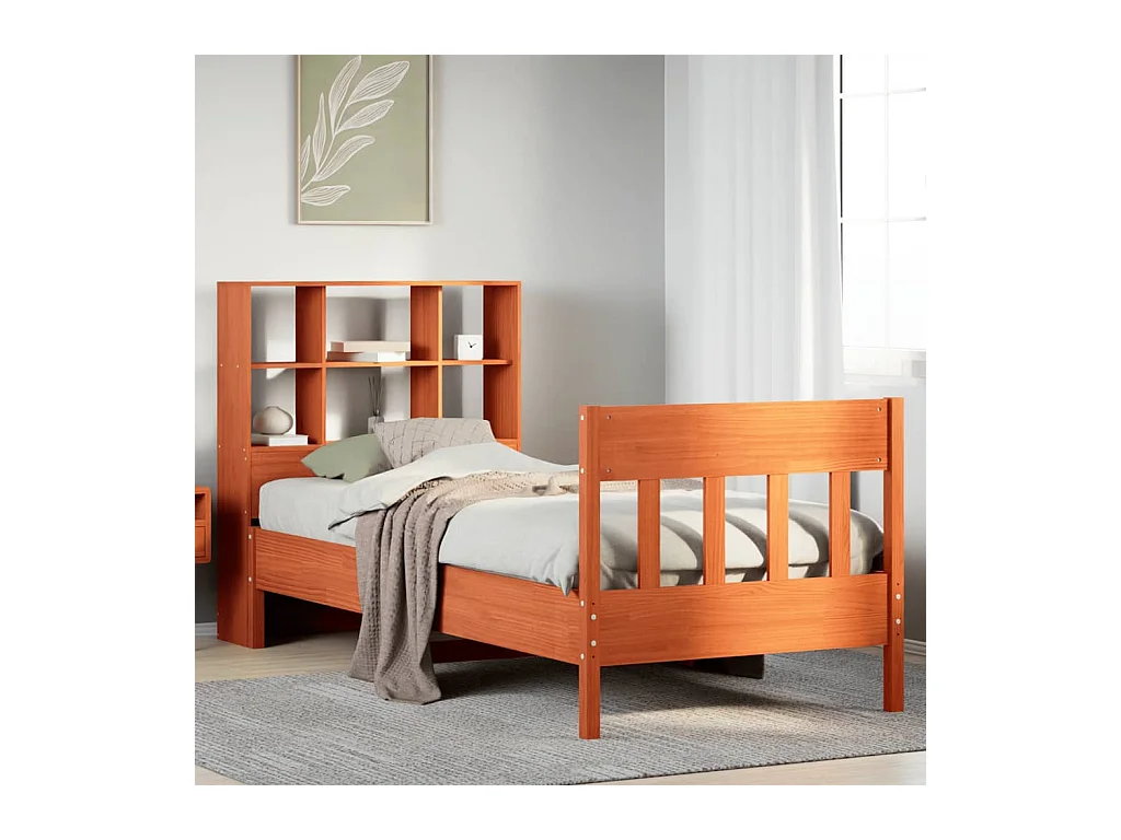 Cadre de lit sans matelas cire marron 100x200cm bois pin massif