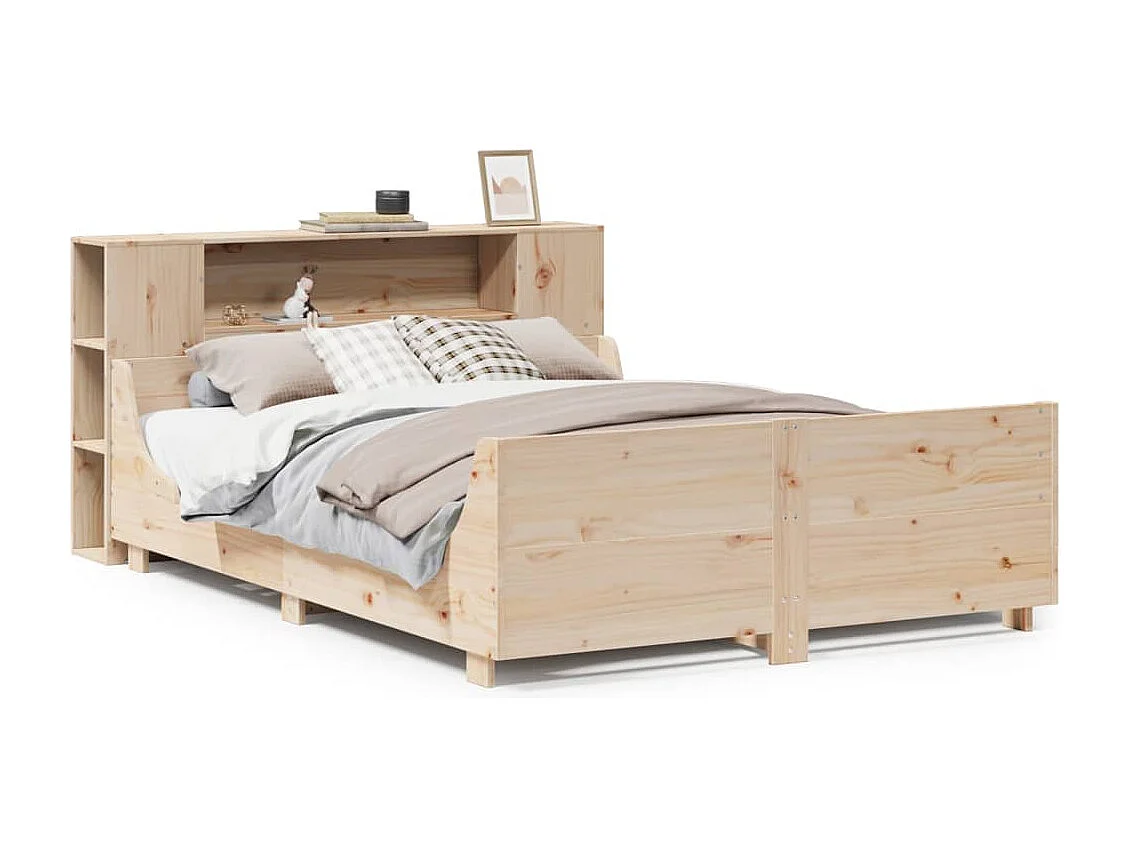 Estructura de cama sin colchón madera maciza de pino 140x190 cm