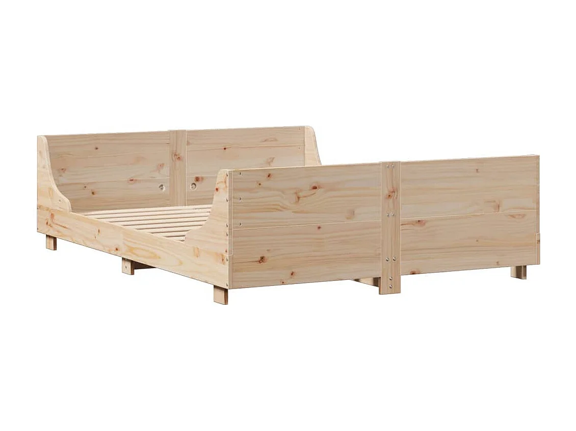 Estructura de cama sin colchón madera maciza de pino 140x190 cm