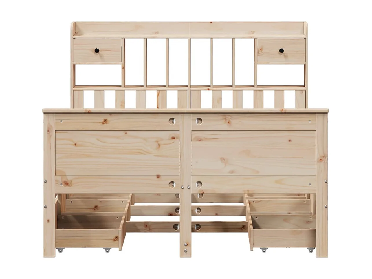 Cama con estantería sin colchón madera maciza de pino 160x200cm