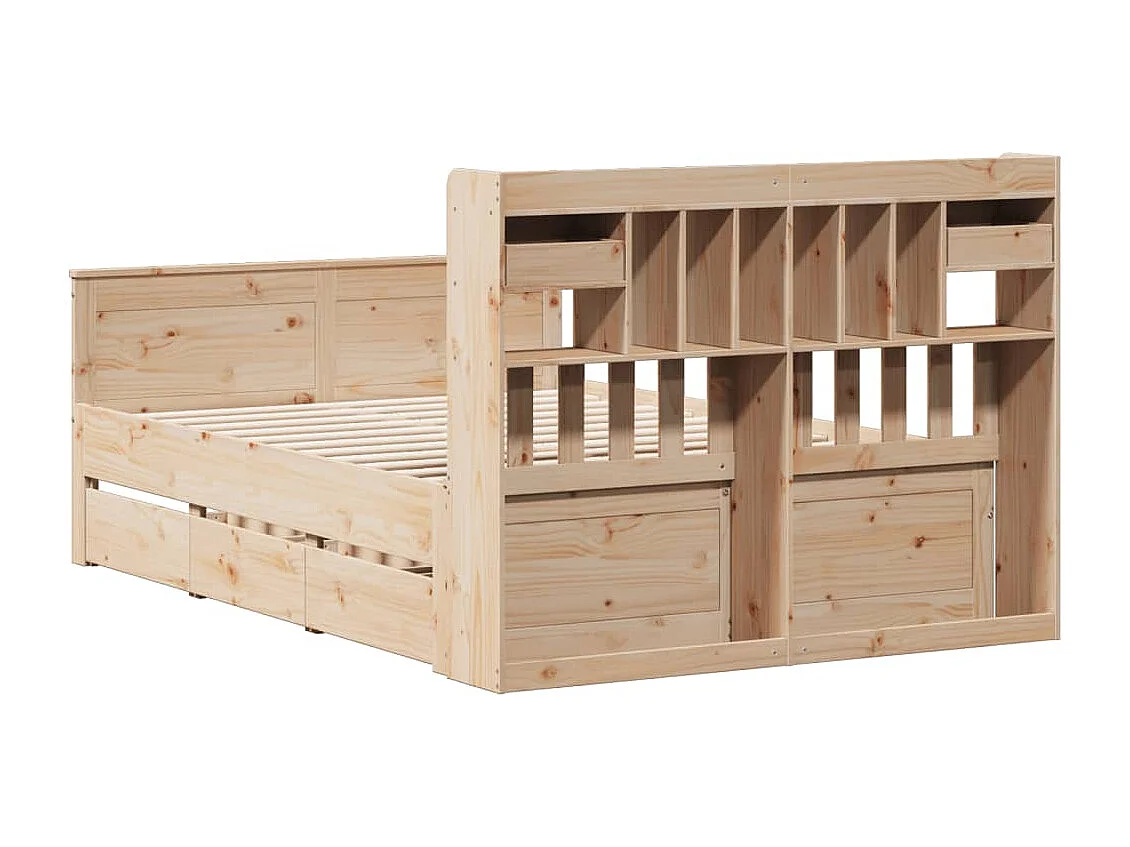 Cama con estantería sin colchón madera maciza de pino 160x200cm