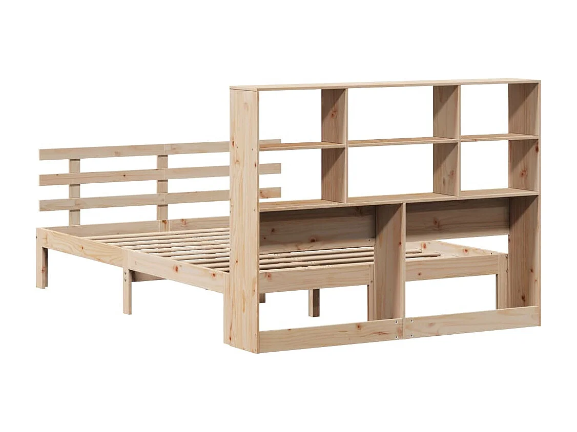 Cama con estantería sin colchón madera maciza de pino 140x190cm