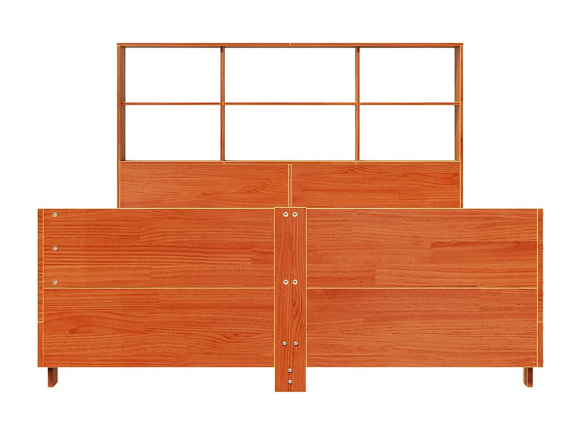 Cama sem colchão 120x190 cm madeira pinho maciça castanho-mel