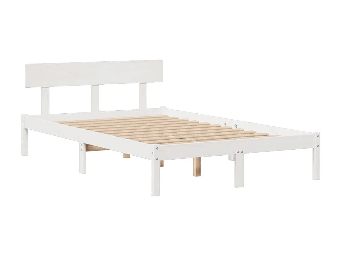 Cama con estantería sin colchón madera maciza blanca 135x190 cm
