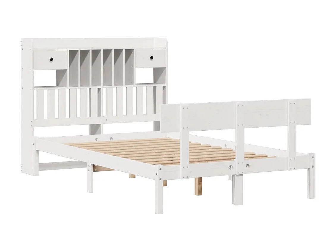 Cama com estante sem colchão 135x190 cm pinho maciço branco