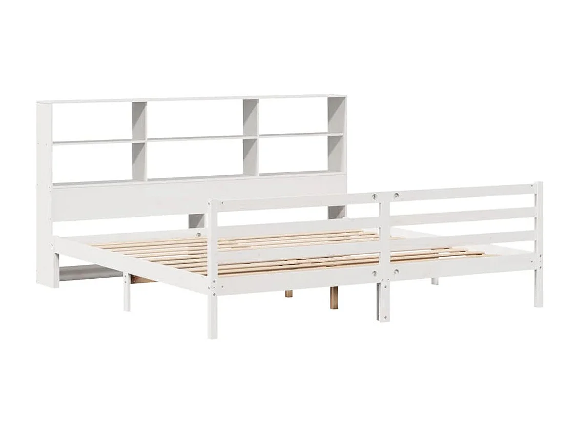 Cama com estante sem colchão 180x200 cm pinho maciço branco