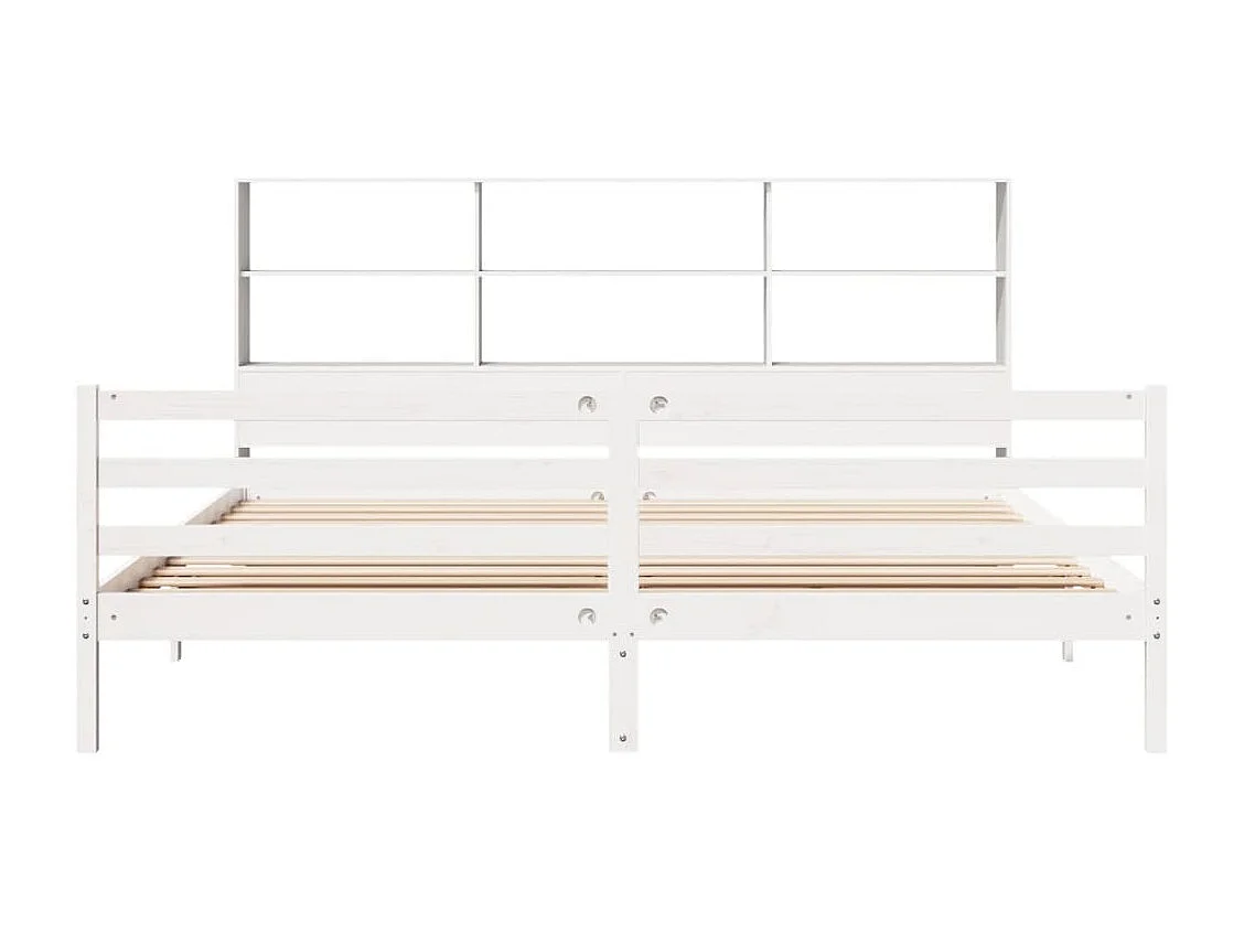 Cama com estante sem colchão 180x200 cm pinho maciço branco