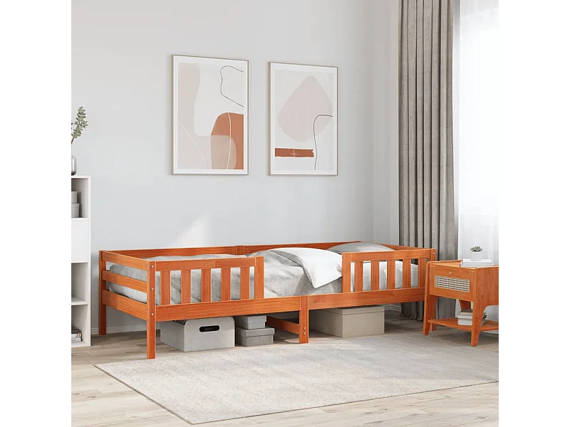 Estrutura de cama 90x190 cm madeira pinho maciça castanho cera