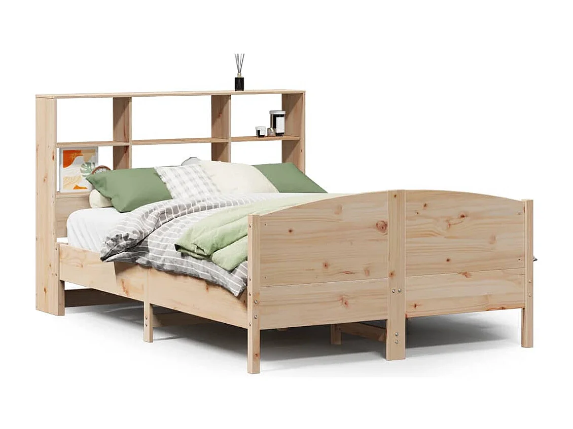 Lit bibliothèque sans matelas 160x200 cm bois massif de pin