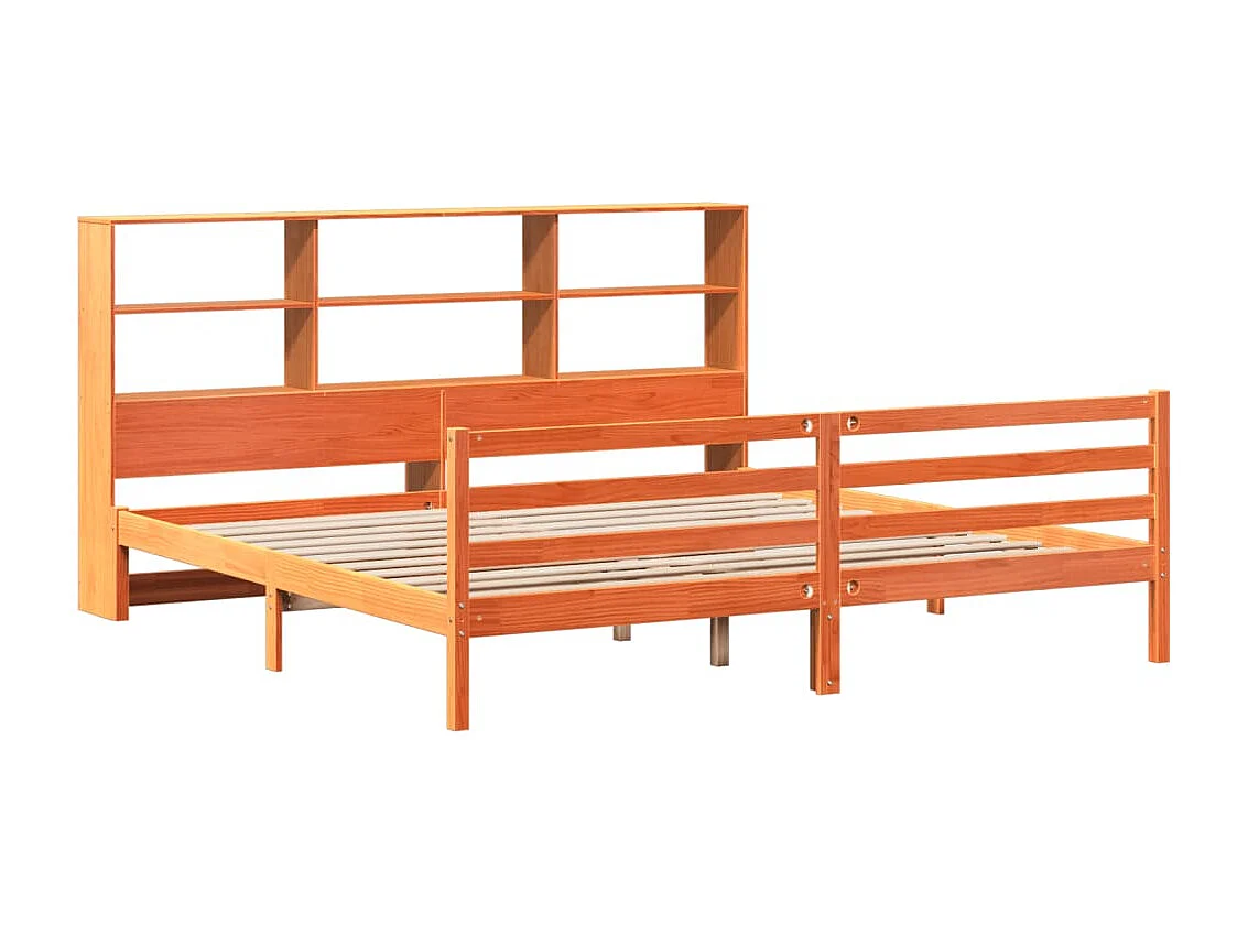 Cama sem colchão 200x200 cm madeira maciça castanho-mel