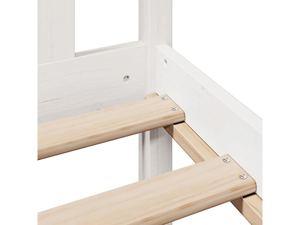 Lit bibliothèque sans matelas blanc 120x190 cm bois pin massif