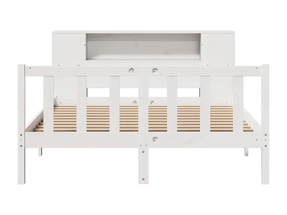 Lit bibliothèque sans matelas blanc 120x190 cm bois pin massif
