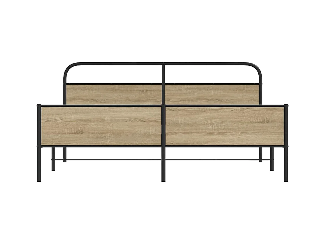 Estructura de cama sin colchón metal roble ahumado 200x200 cm
