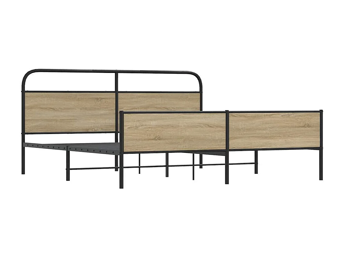 Estructura de cama sin colchón metal roble ahumado 200x200 cm