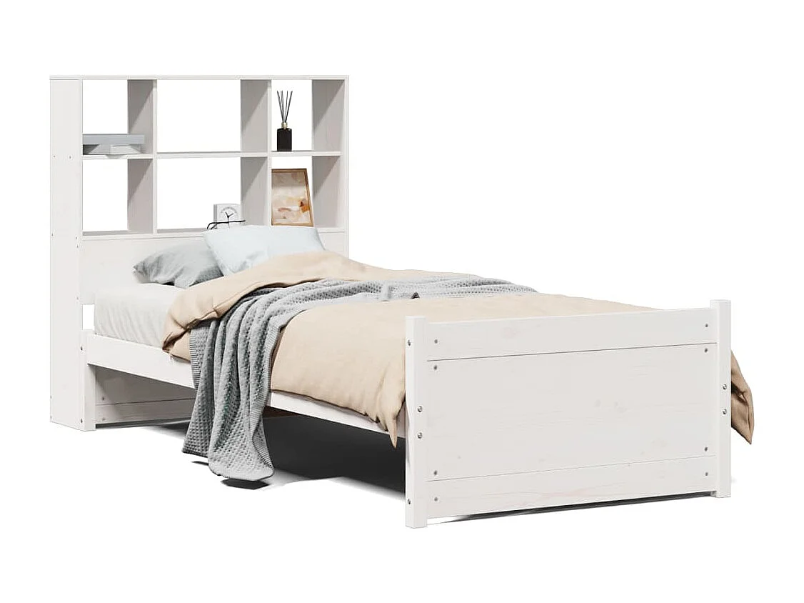 Cama con estantería sin colchón madera maciza de pino 90x190 cm