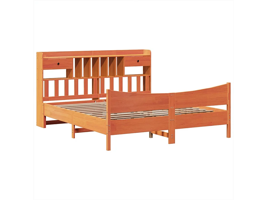 Cadre de lit sans matelas cire marron 200x200cm bois pin massif