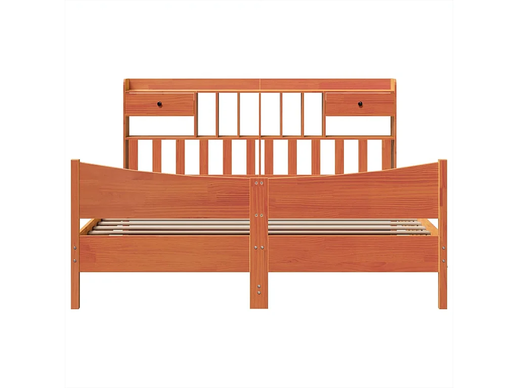 Cadre de lit sans matelas cire marron 200x200cm bois pin massif