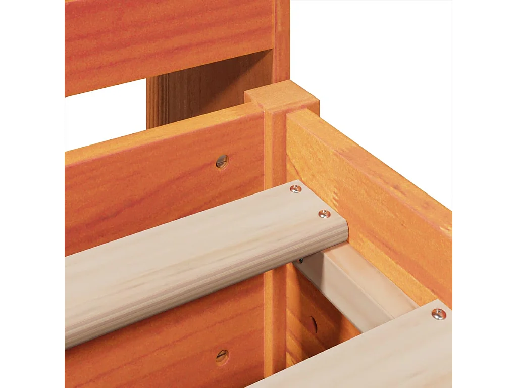 Cadre de lit sans matelas cire marron 200x200cm bois pin massif