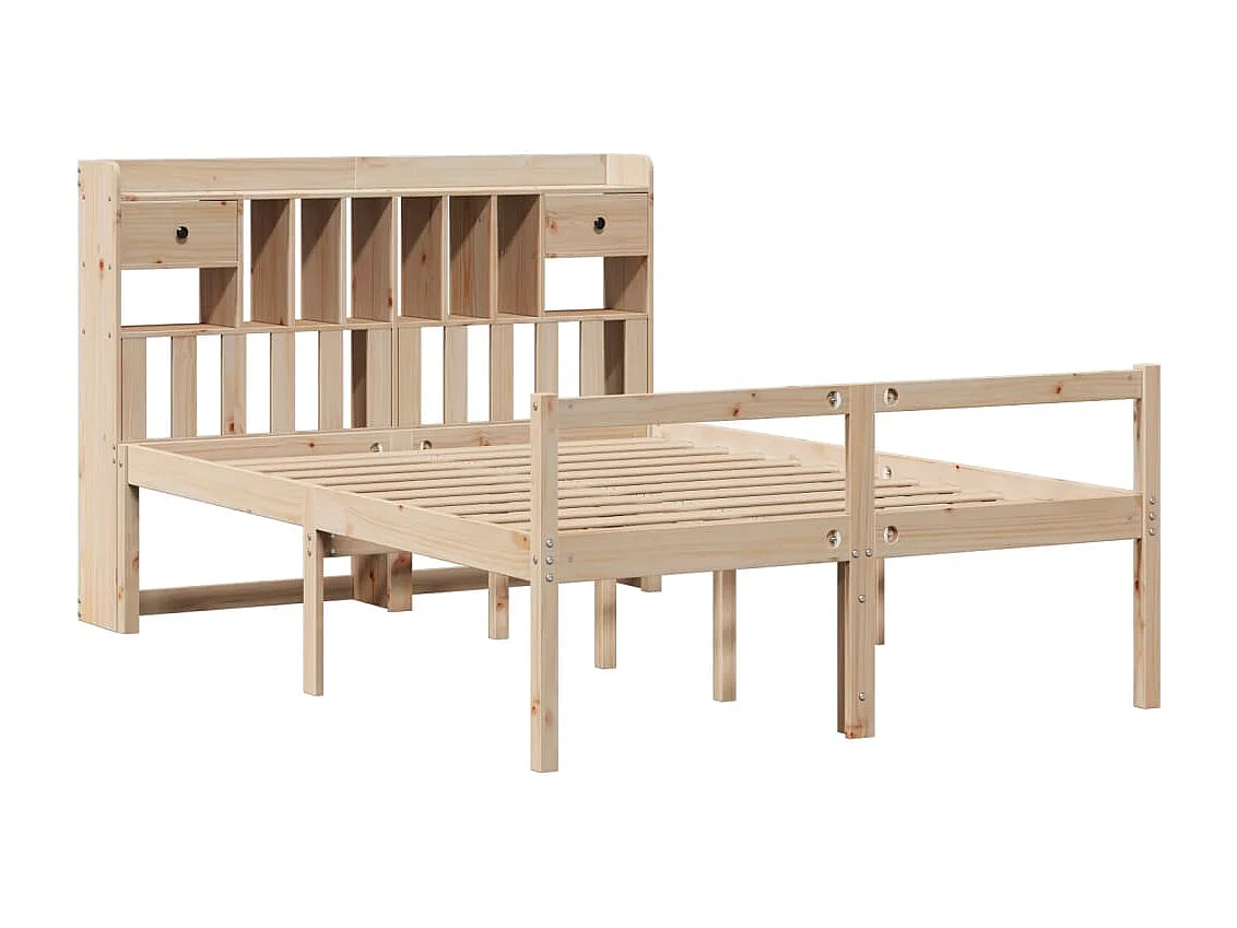Cama con estantería sin colchón madera maciza de pino 160x200cm