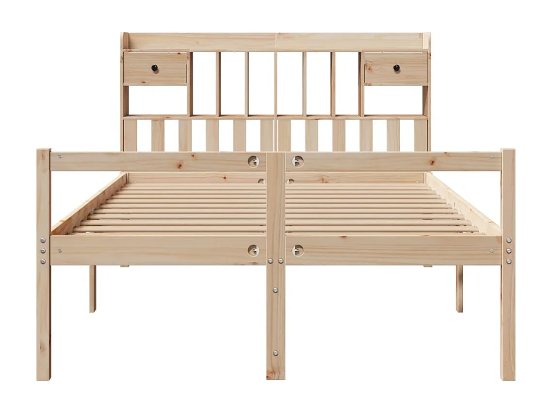 Cama con estantería sin colchón madera maciza de pino 160x200cm