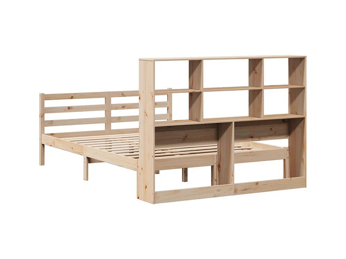 Lit bibliothèque sans matelas 140x200 cm bois massif de pin