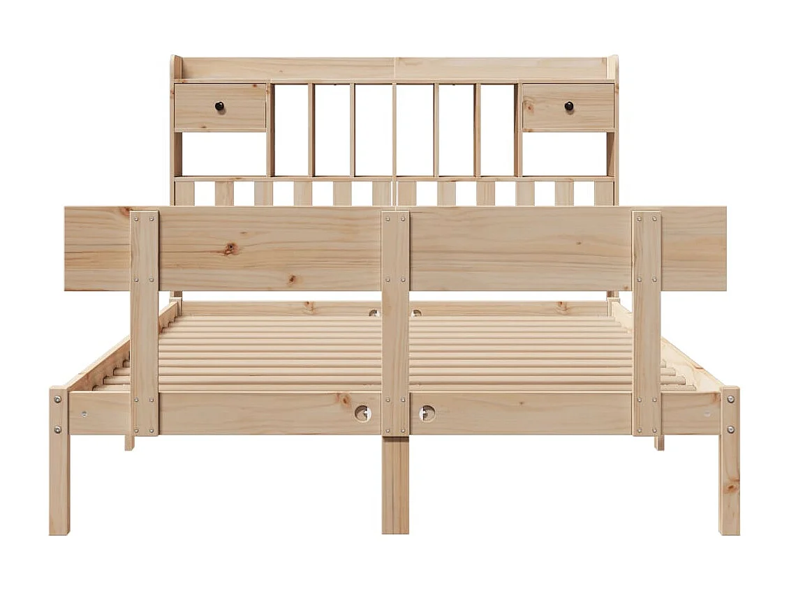 Cama con estantería sin colchón madera maciza de pino 150x200cm