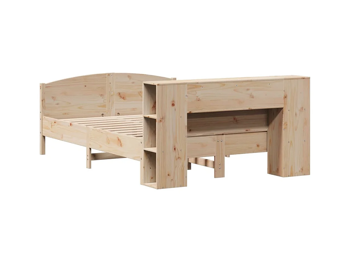 Cama con estantería sin colchón madera maciza de pino 120x190cm