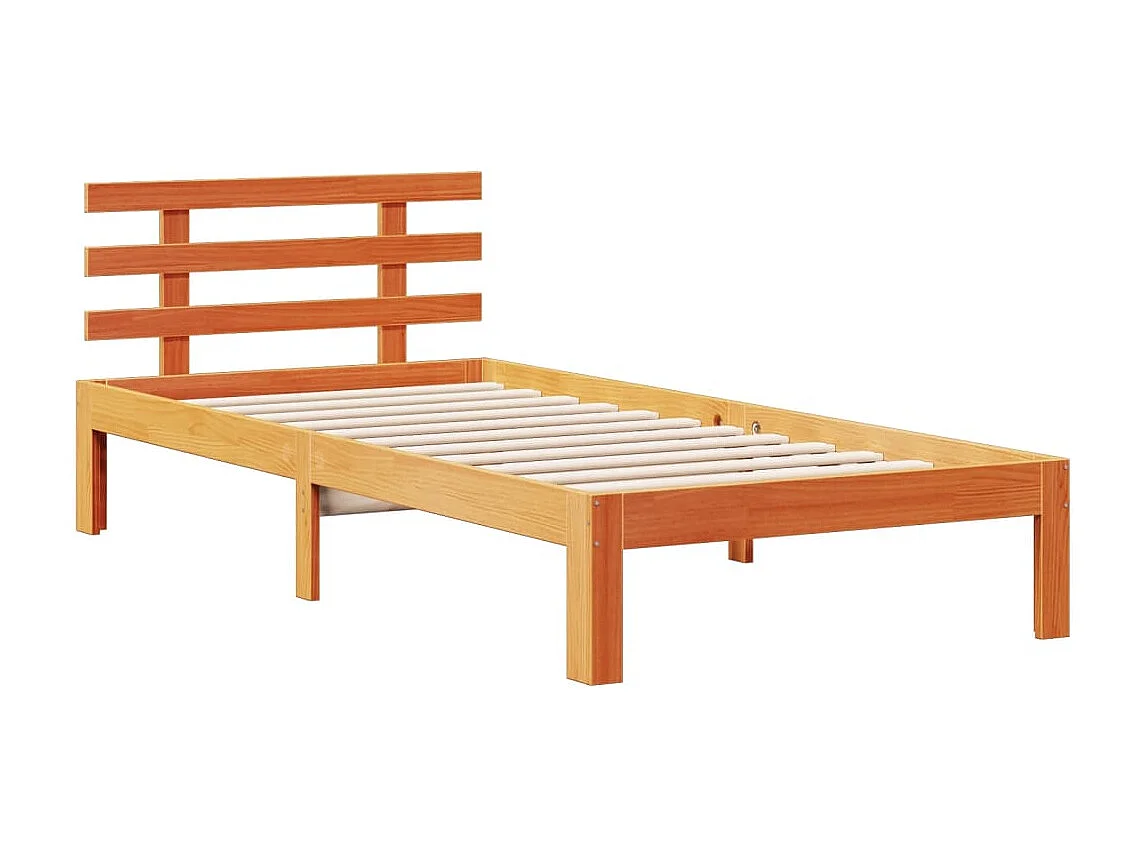 Cama con estantería sin colchón madera maciza marrón 100x200 cm