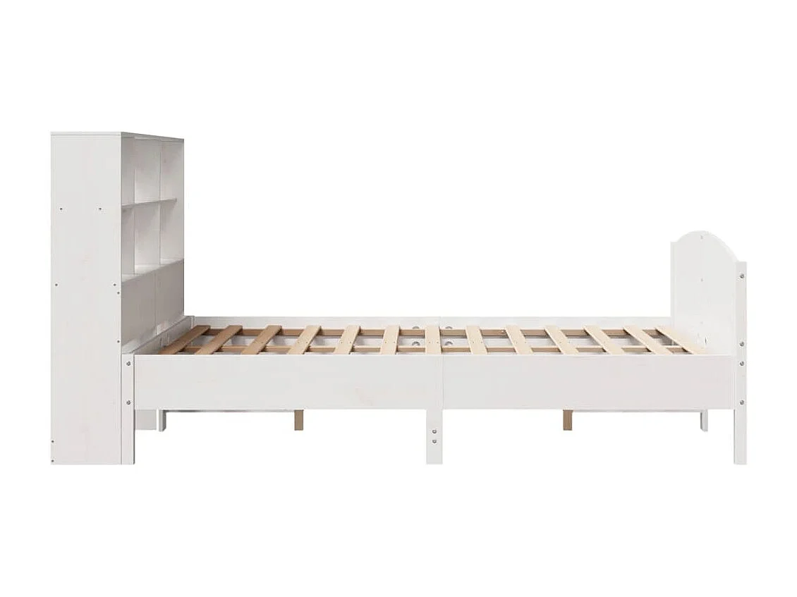 Cama con estantería sin colchón madera maciza blanca 120x190 cm