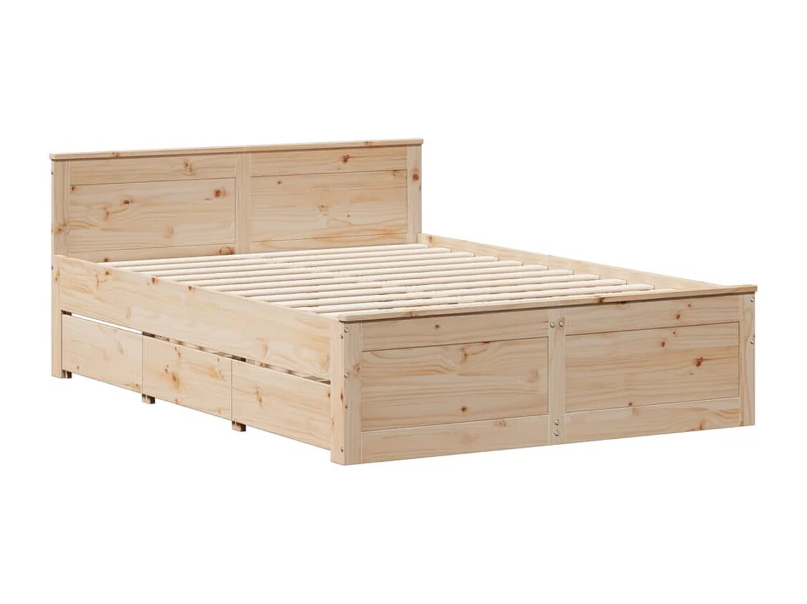 Cama con estantería sin colchón madera maciza de pino 140x190cm