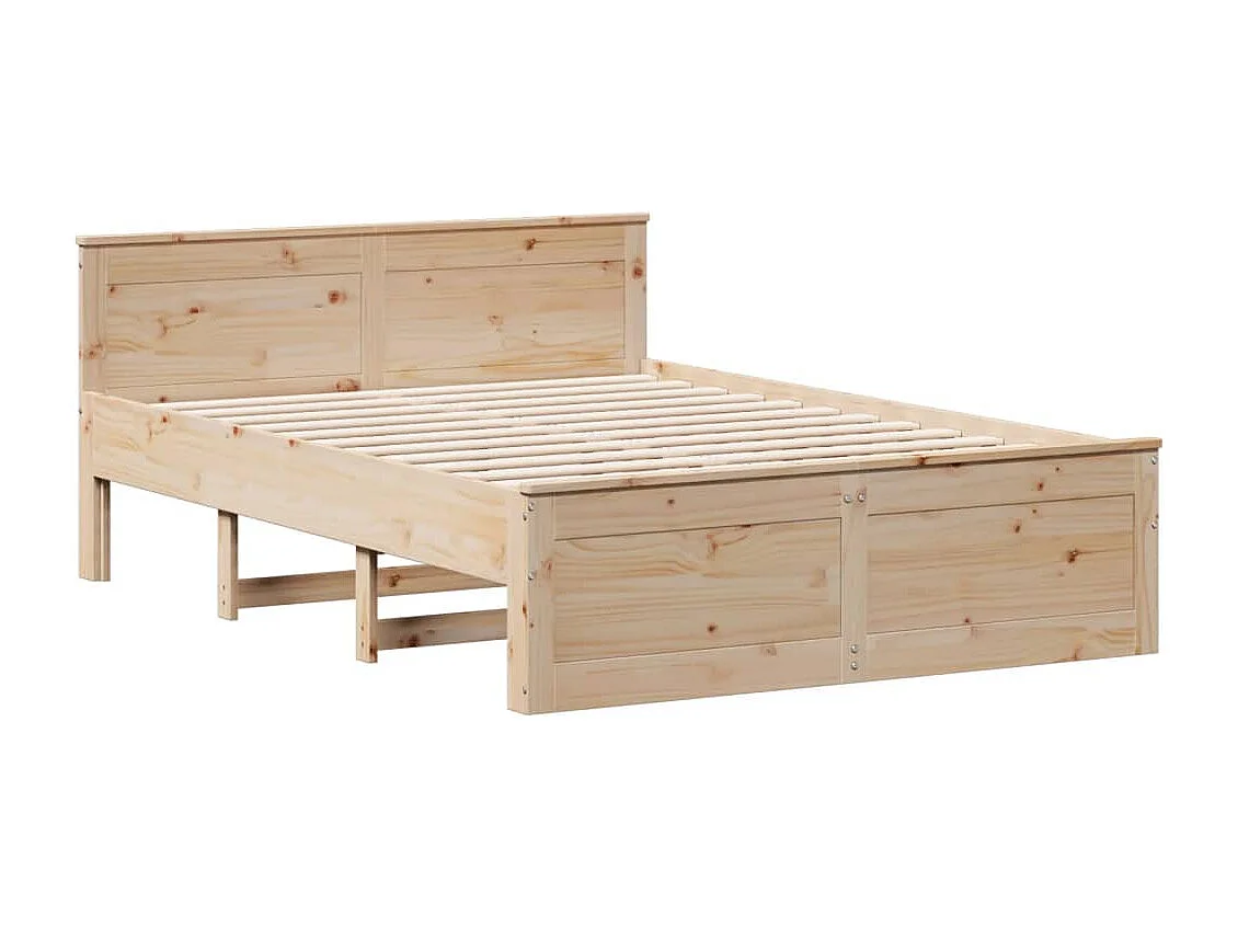 Cama con estantería sin colchón madera maciza de pino 140x190cm