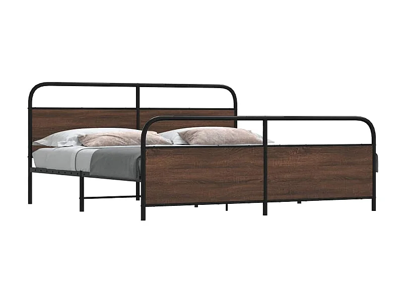 Estructura de cama sin colchón metal roble marrón 200x200 cm