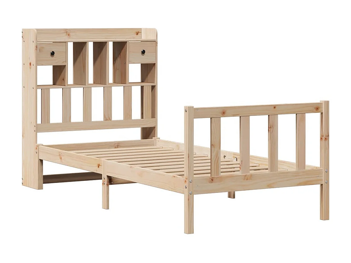 Cama com estante sem colchão 90x190 cm pinho maciço