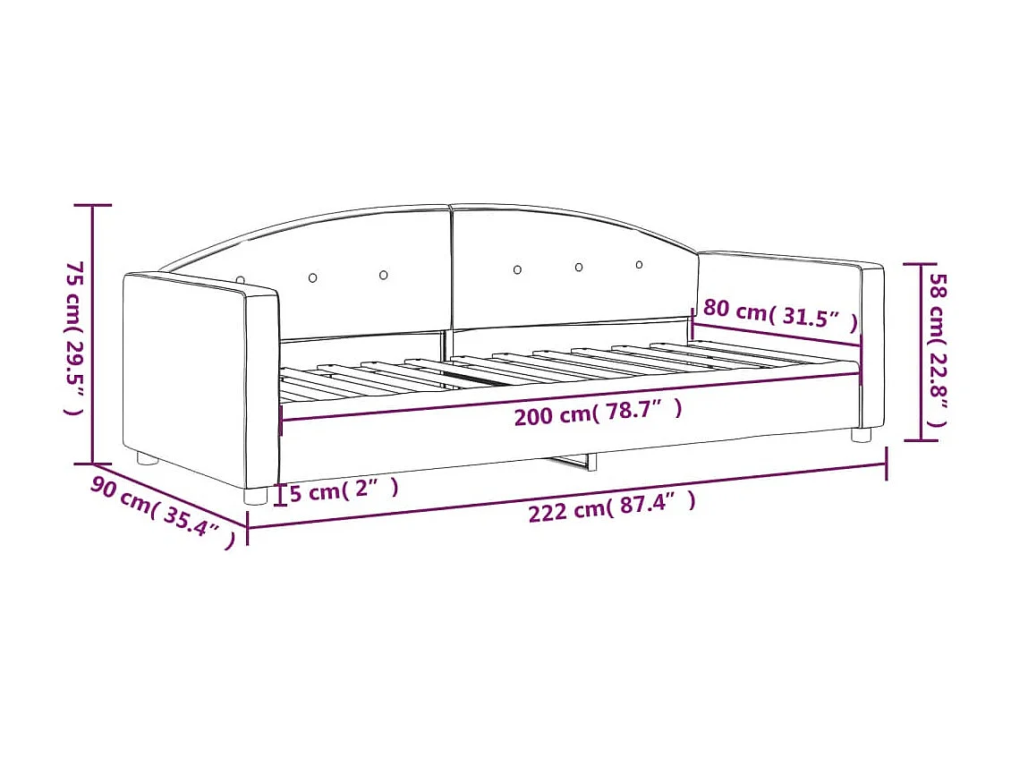 Lit de repos noir 80x200 cm velours