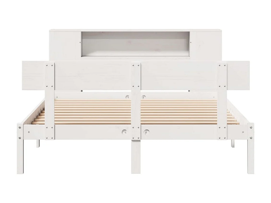 Lit bibliothèque sans matelas blanc 150x200 cm bois pin massif