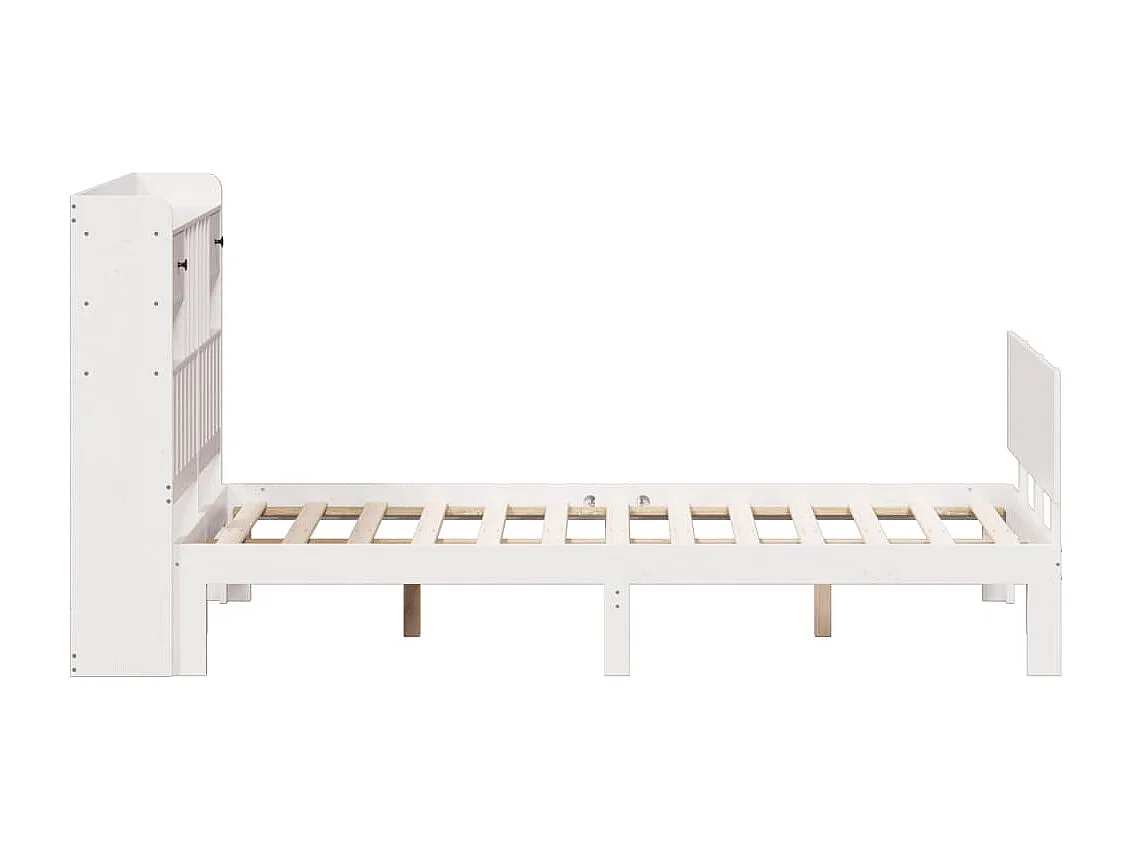 Cama com estante sem colchão 135x190 cm pinho maciço branco