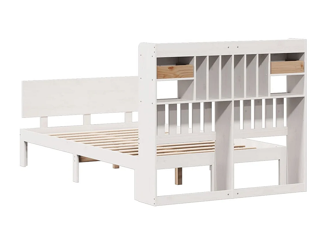 Cama com estante sem colchão 135x190 cm pinho maciço branco