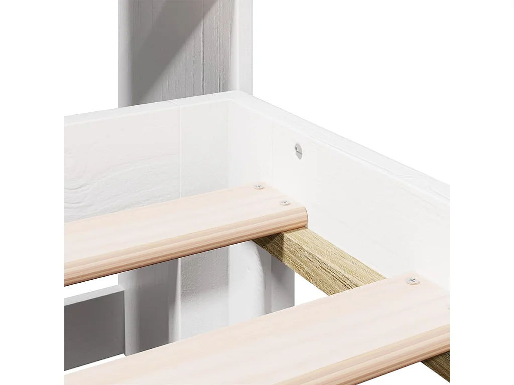 Cama com estante sem colchão 135x190 cm pinho maciço branco