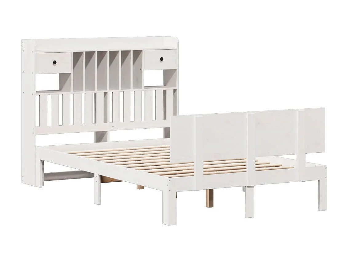 Cama com estante sem colchão 135x190 cm pinho maciço branco