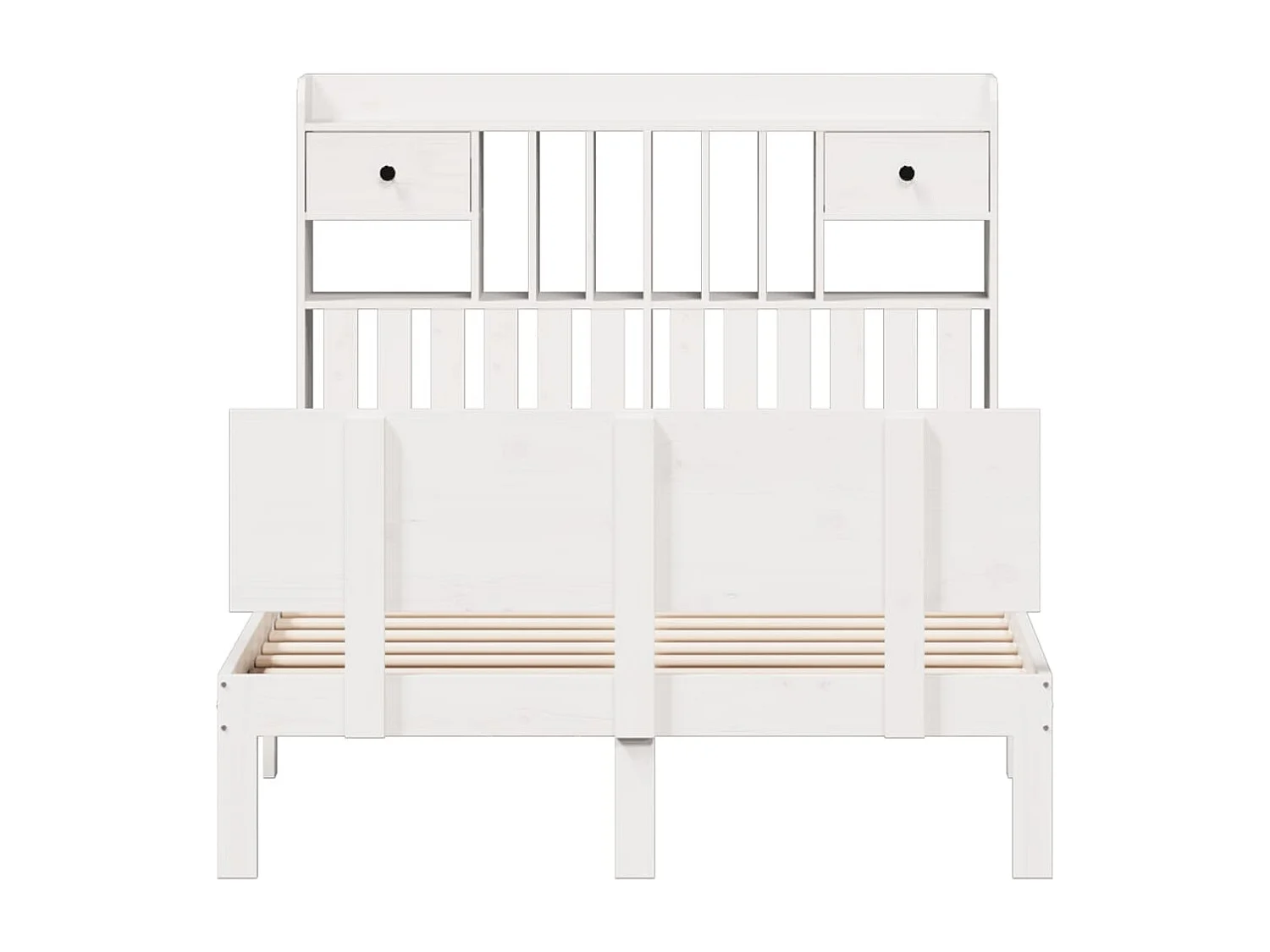 Cama com estante sem colchão 135x190 cm pinho maciço branco
