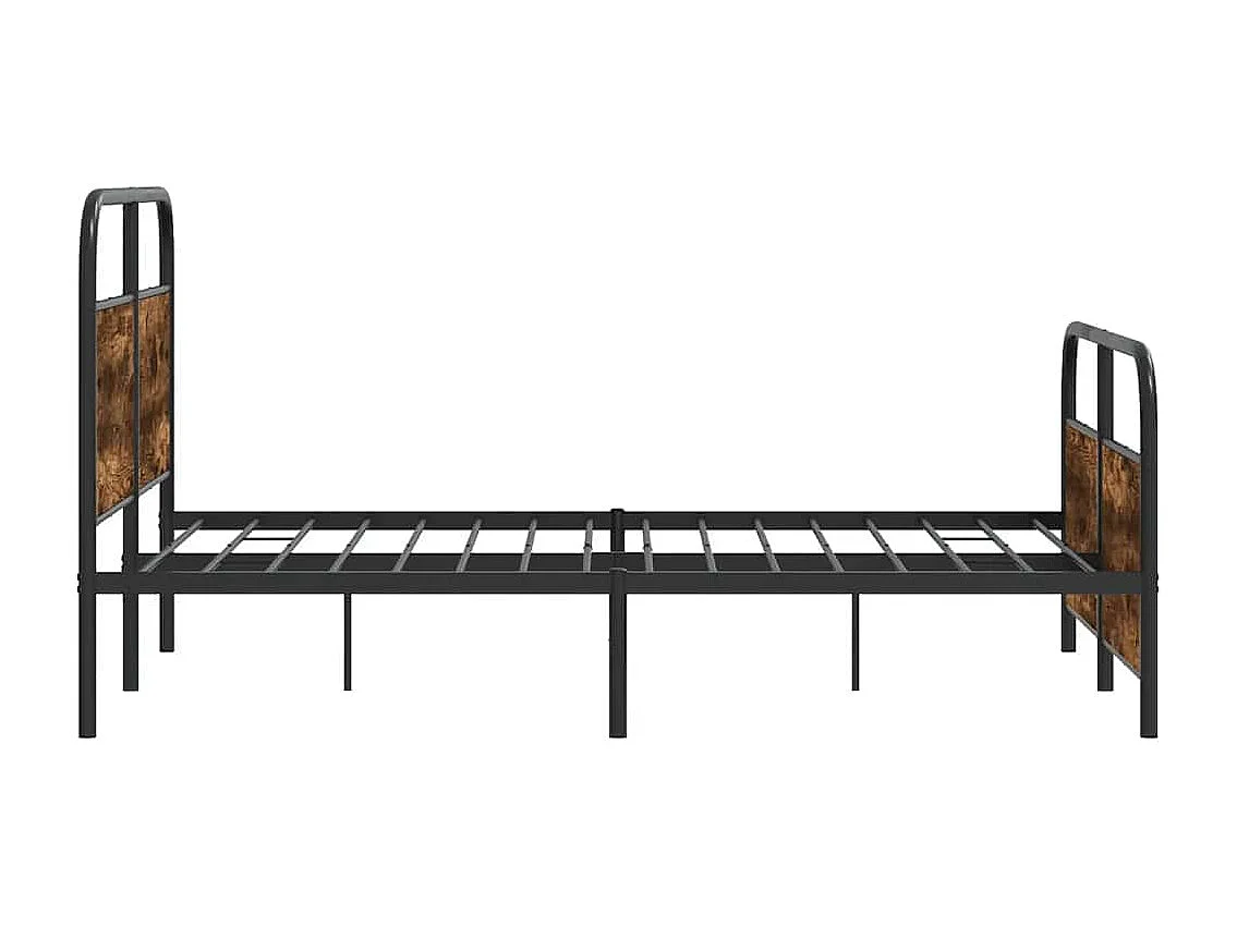 Estrutura de cama sem colchão 140x190 cm metal carvalho fumado