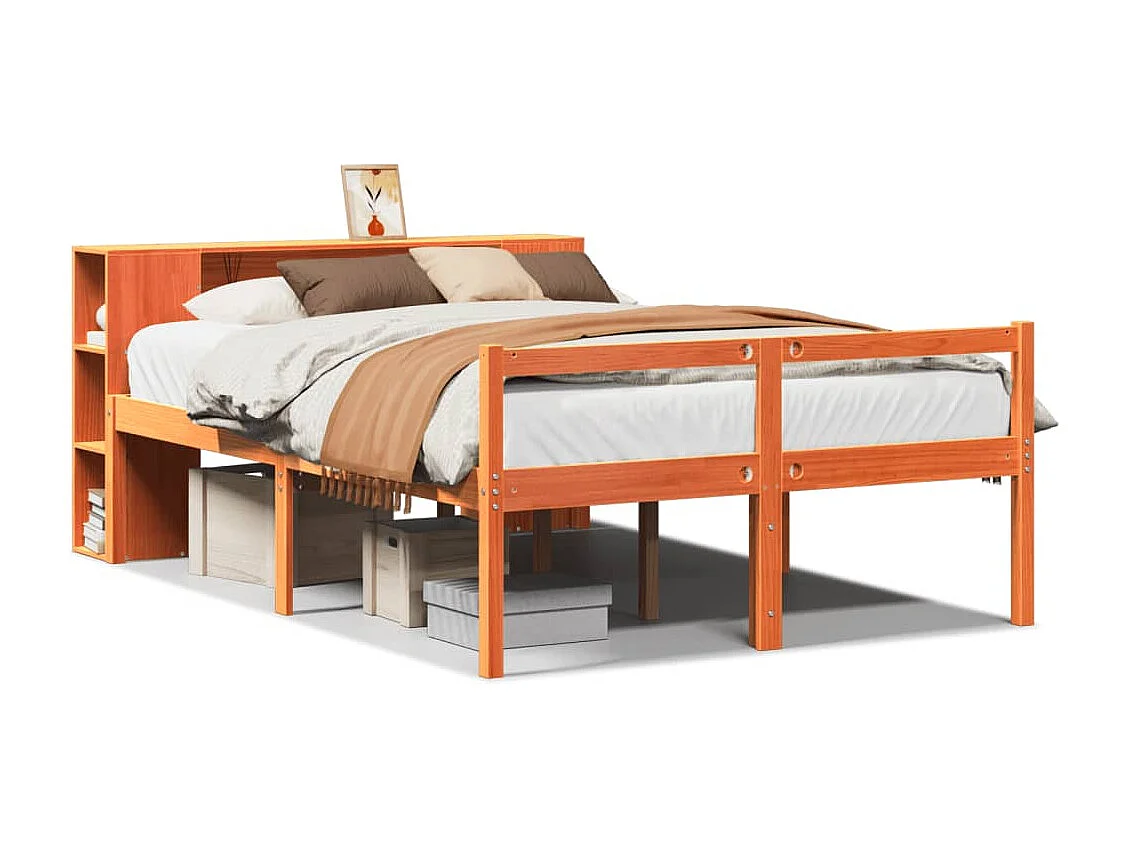 Cama com estante sem colchão 135x190 cm madeira maciça