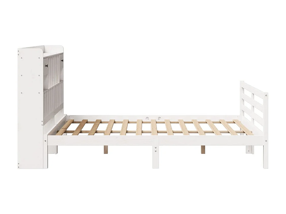 Lit bibliothèque sans matelas blanc 160x200 cm bois pin massif
