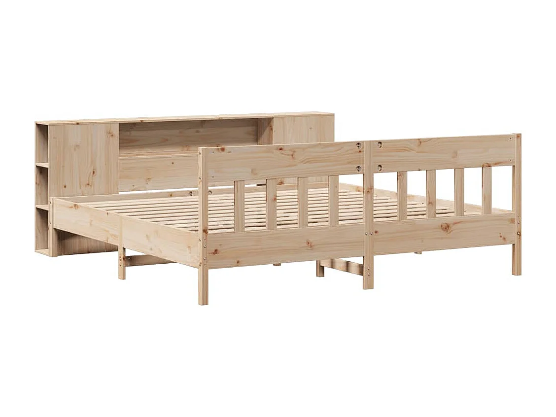 Lit bibliothèque sans matelas 180x200 cm bois massif de pin