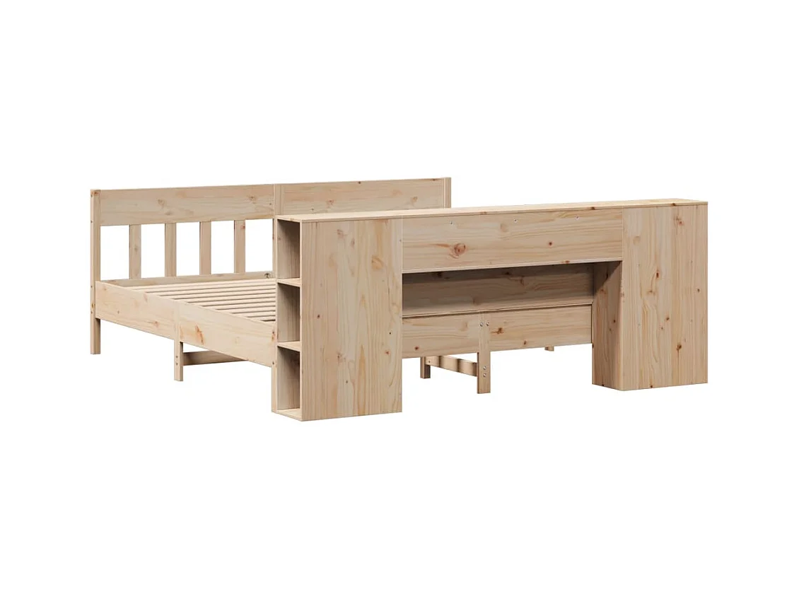 Cama con estantería sin colchón madera maciza de pino 180x200cm